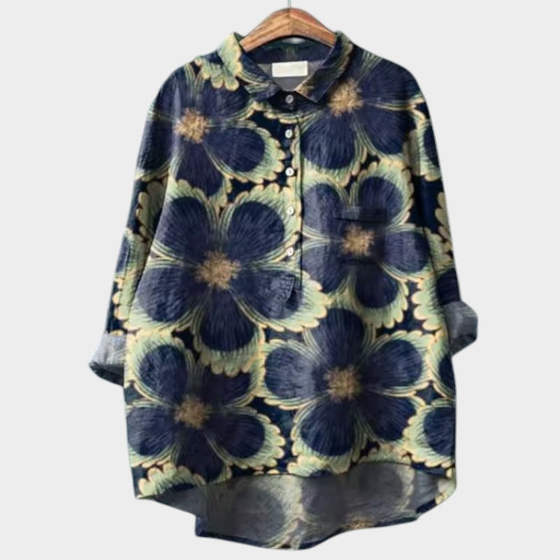 Natalie | Women's Blouse Button-Up Collared Long Sleeve