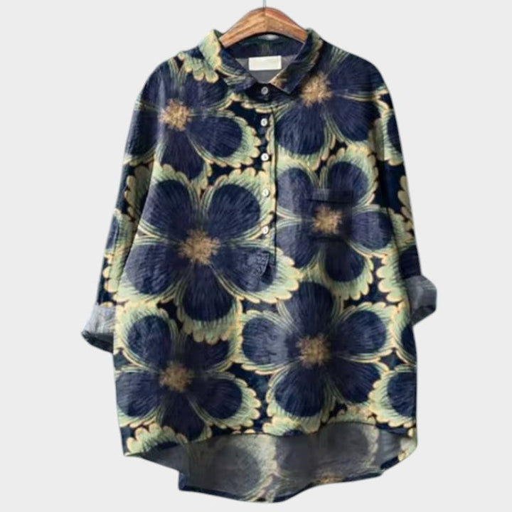 Natalie | Women's Blouse Button-Up Collared Long Sleeve