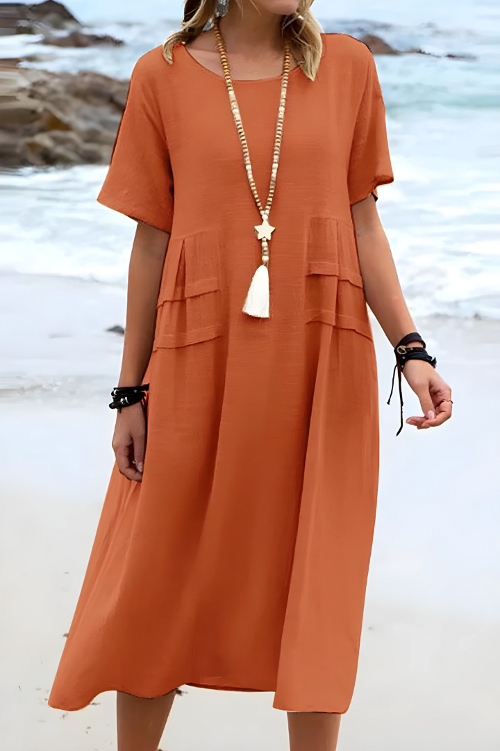 Olivia | Women's Short Sleeve Midi Sundress
