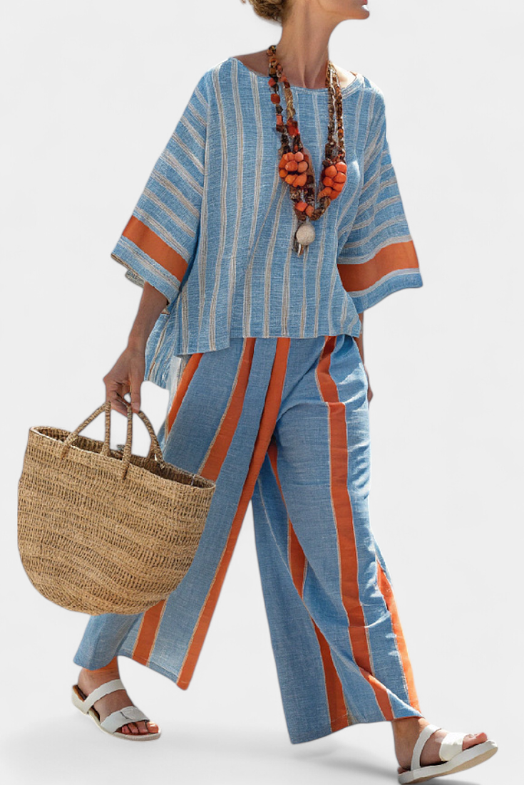 Pipa | Elegant Women's Two Piece Striped Set
