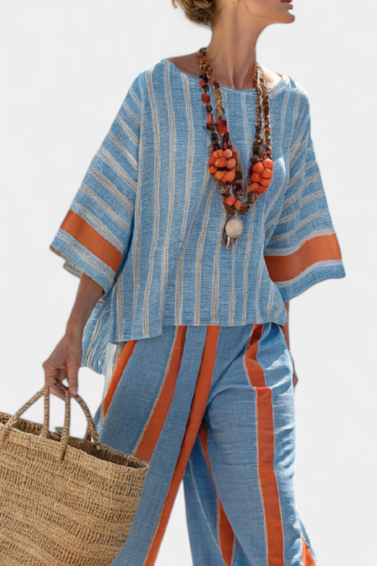 Pipa | Elegant Women's Two Piece Striped Set
