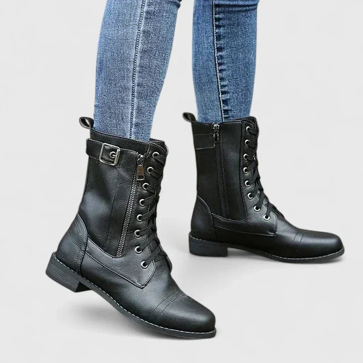 Fiona | Women Spring Lace-Up Side-Zip Ankle Boots