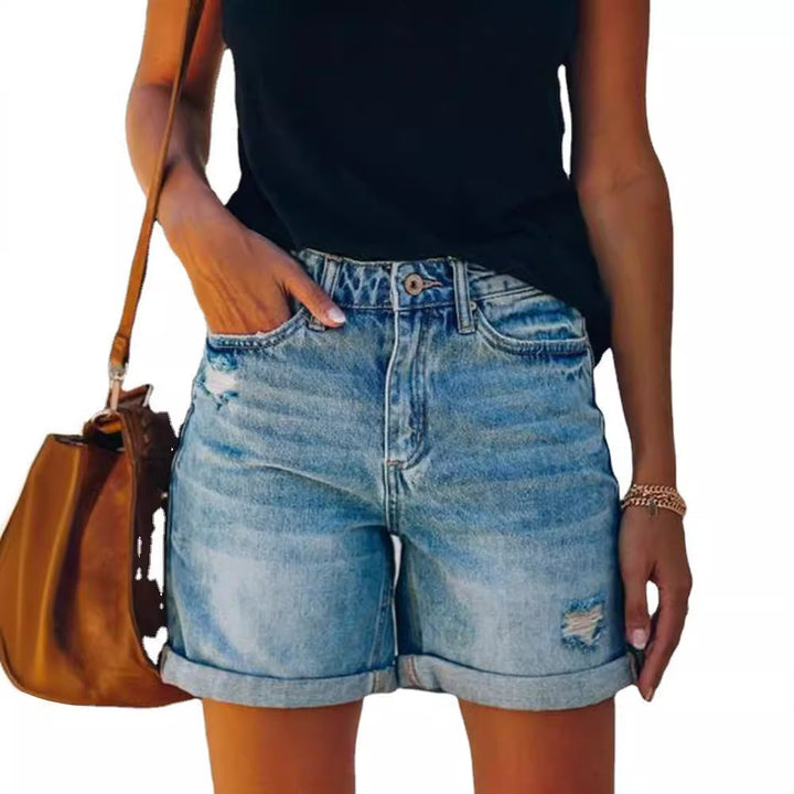 Saffron | Elegant Women's Summer High Waist Denim Shorts