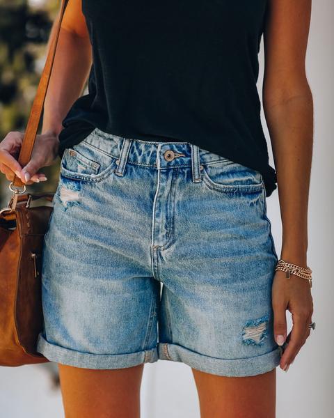 Saffron | Elegant Women's Summer High Waist Denim Shorts