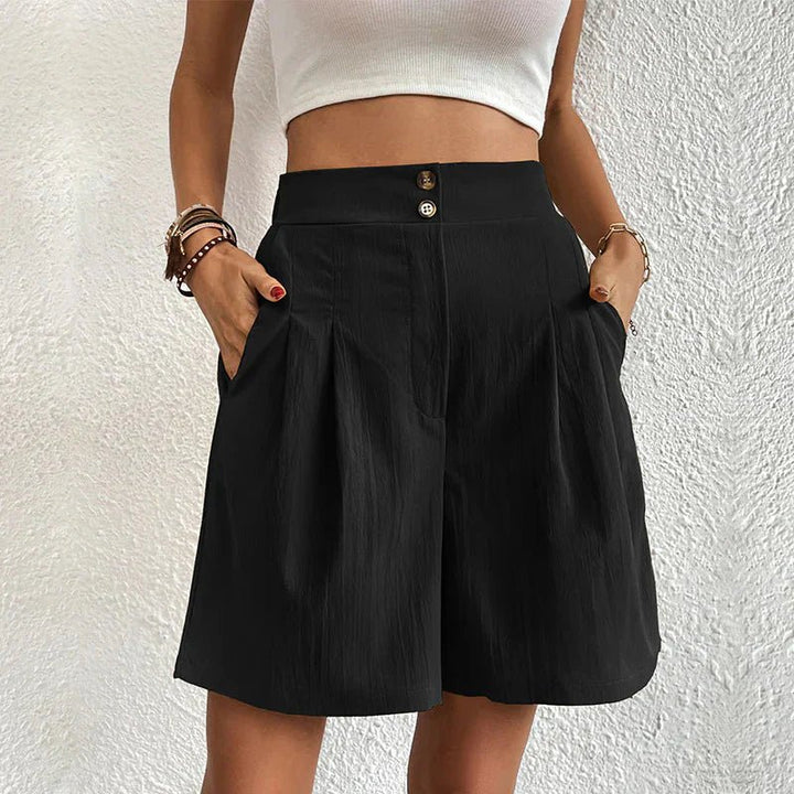 Selah | Elegant Women's High Waist Wide-Leg Pleated Shorts
