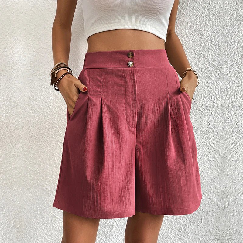 Selah | Elegant Women's High Waist Wide-Leg Pleated Shorts