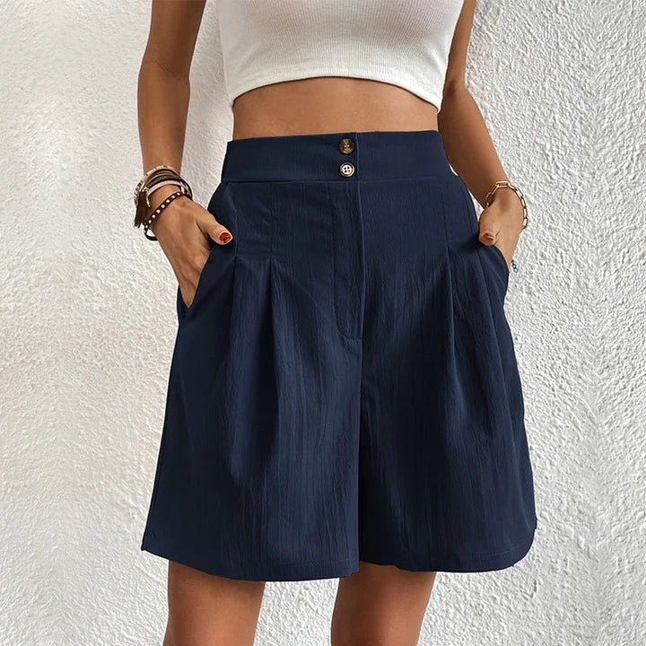 Selah | Elegant Women's High Waist Wide-Leg Pleated Shorts