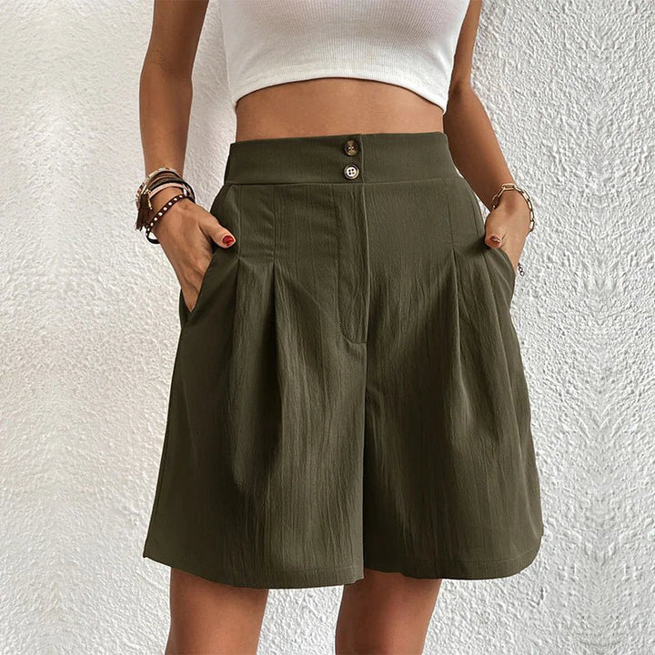 Selah | Elegant Women's High Waist Wide-Leg Pleated Shorts