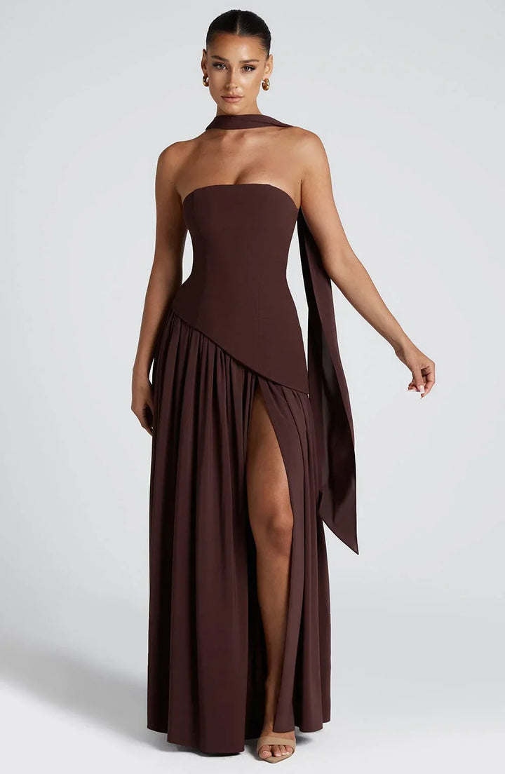 Seraphina | Women's Strapless Corset Maxi Dress High Slit