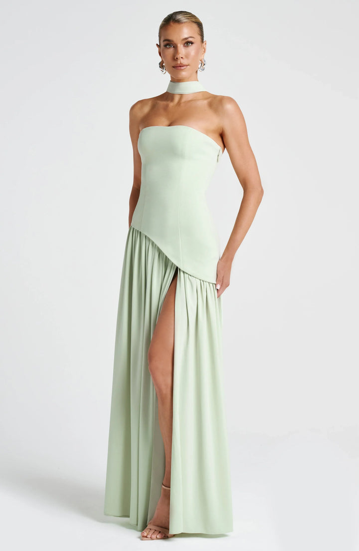 Seraphina | Women's Strapless Corset Maxi Dress High Slit