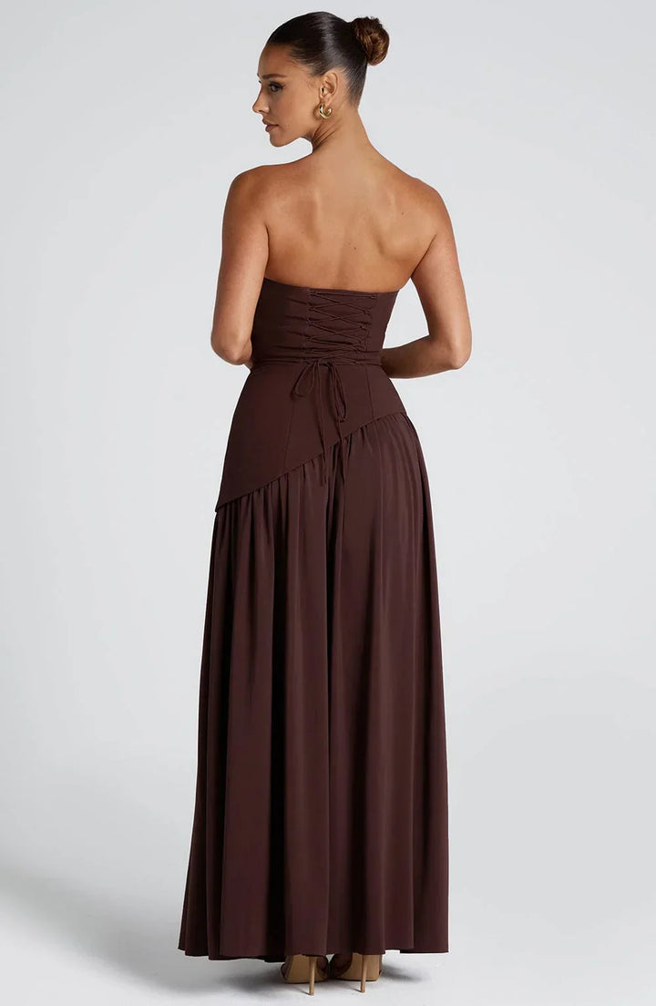 Seraphina | Women's Strapless Corset Maxi Dress High Slit