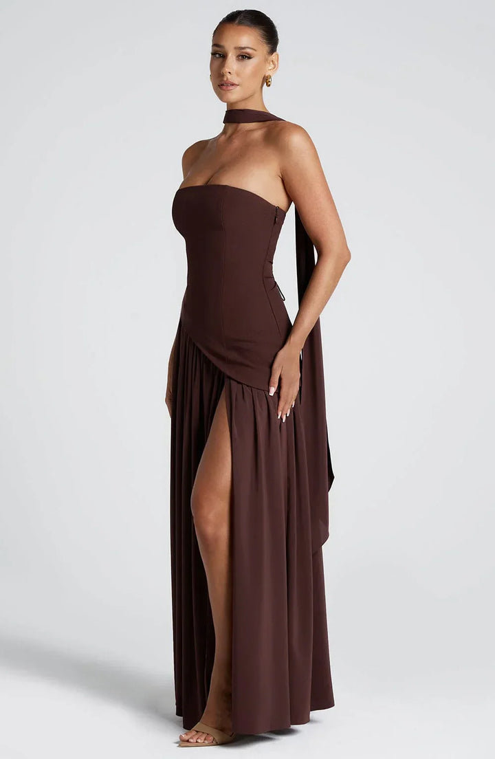 Seraphina | Women's Strapless Corset Maxi Dress High Slit