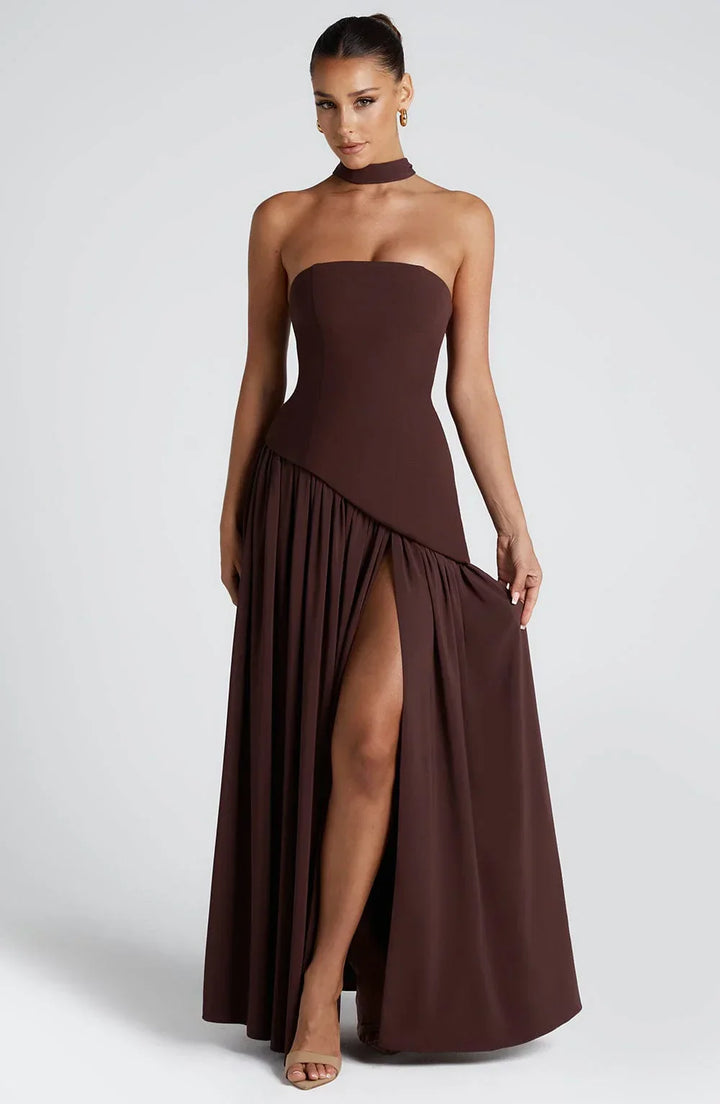 Seraphina | Women's Strapless Corset Maxi Dress High Slit