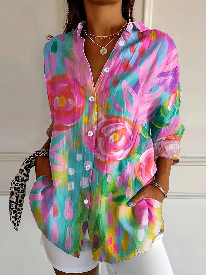 Sienna | Women's Colorful Longsleeve Button Down Blouse