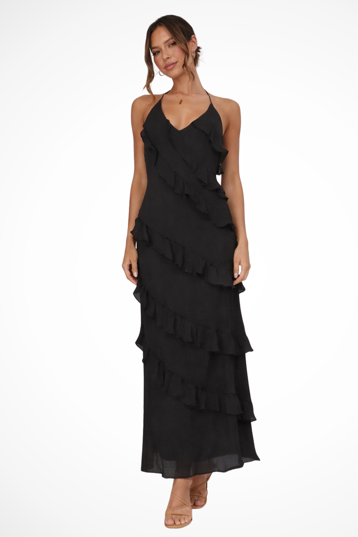 Sophia | Women's Halter Neck Ruffle Maxi Sundress