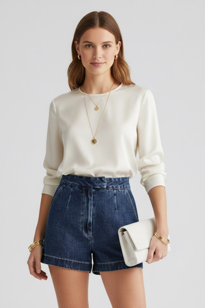 Sophie | Women's High Waisted Classic Denim Shorts