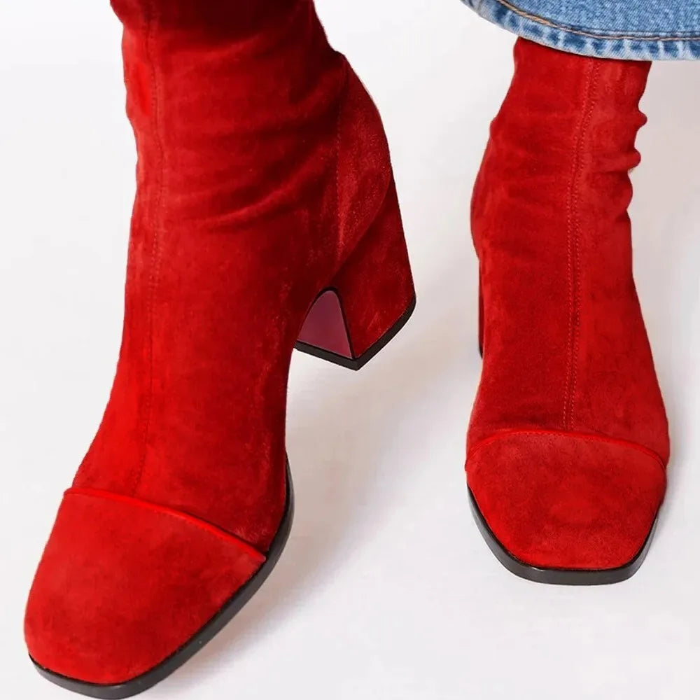 Tabitha | Women's Square Toe Block Heel Ankle Boots