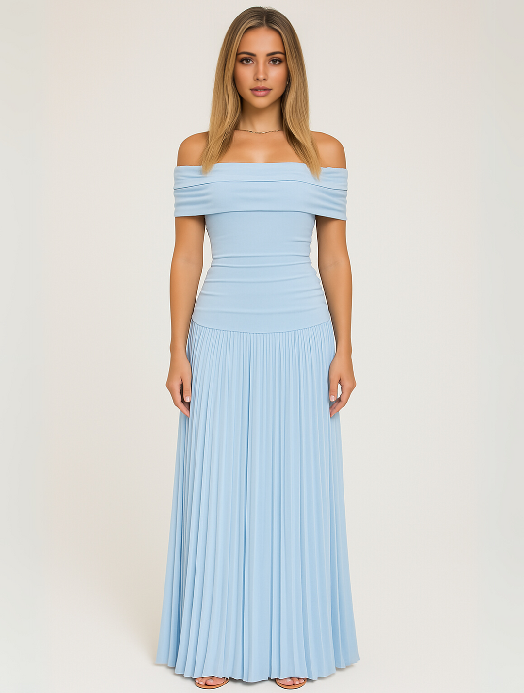 Isabel | Women Wedding Guest Pleated Maxi Dress