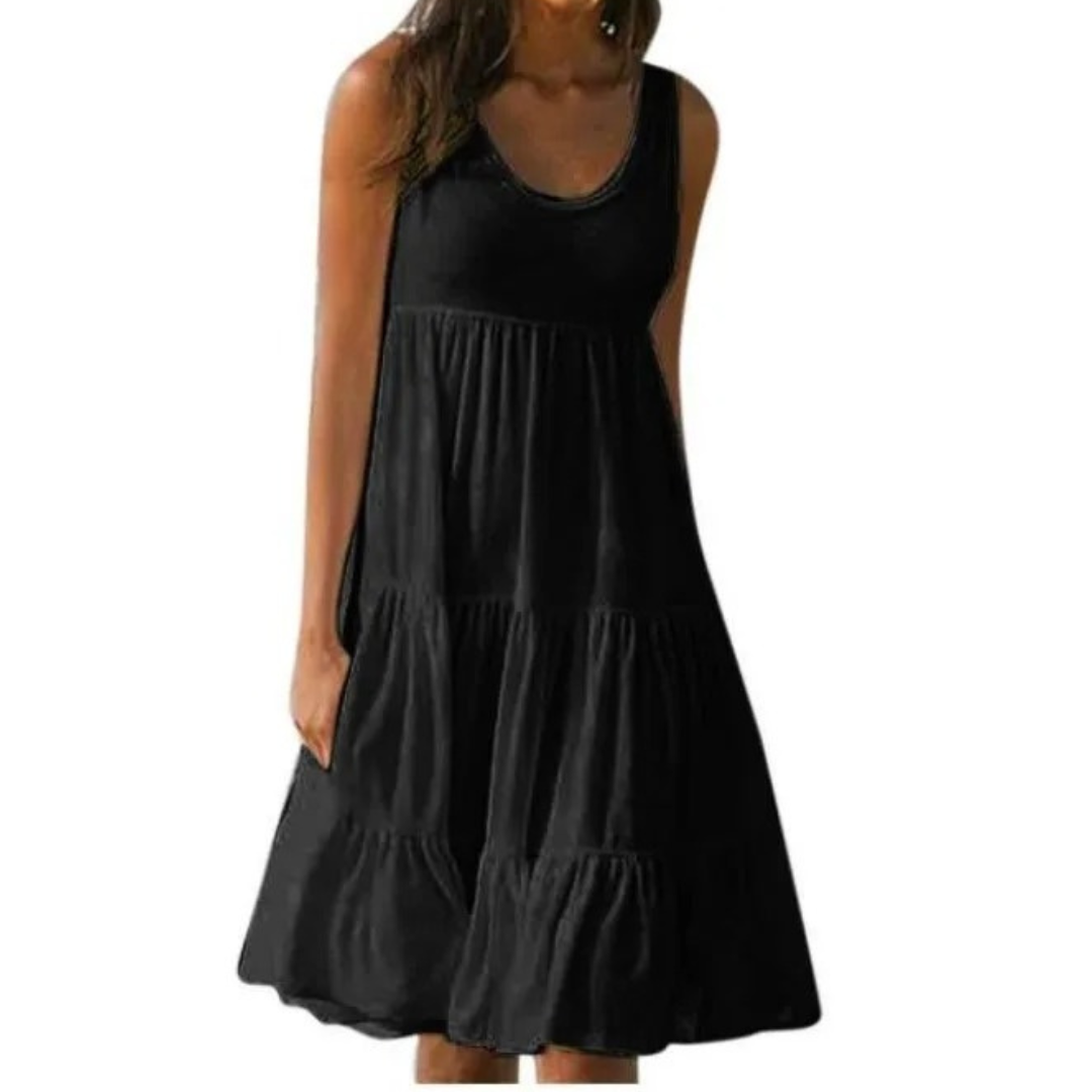 Victoria | Women's Sleeveless Tiered Ruffle Midi Sundress