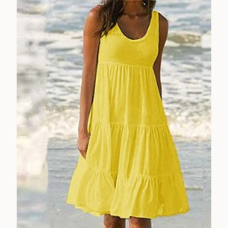 Victoria | Women's Sleeveless Tiered Ruffle Midi Sundress