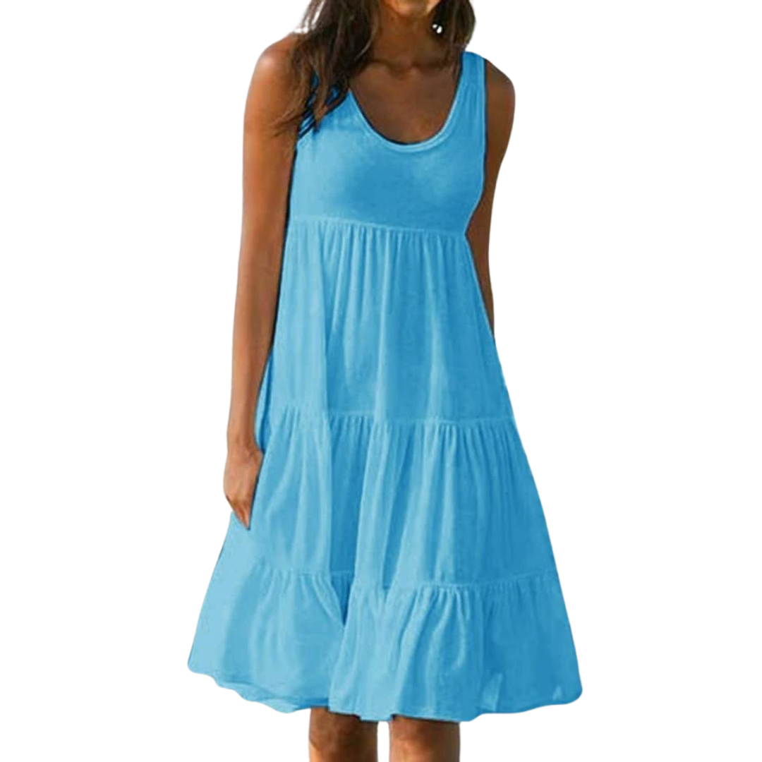 Victoria | Women's Sleeveless Tiered Ruffle Midi Sundress