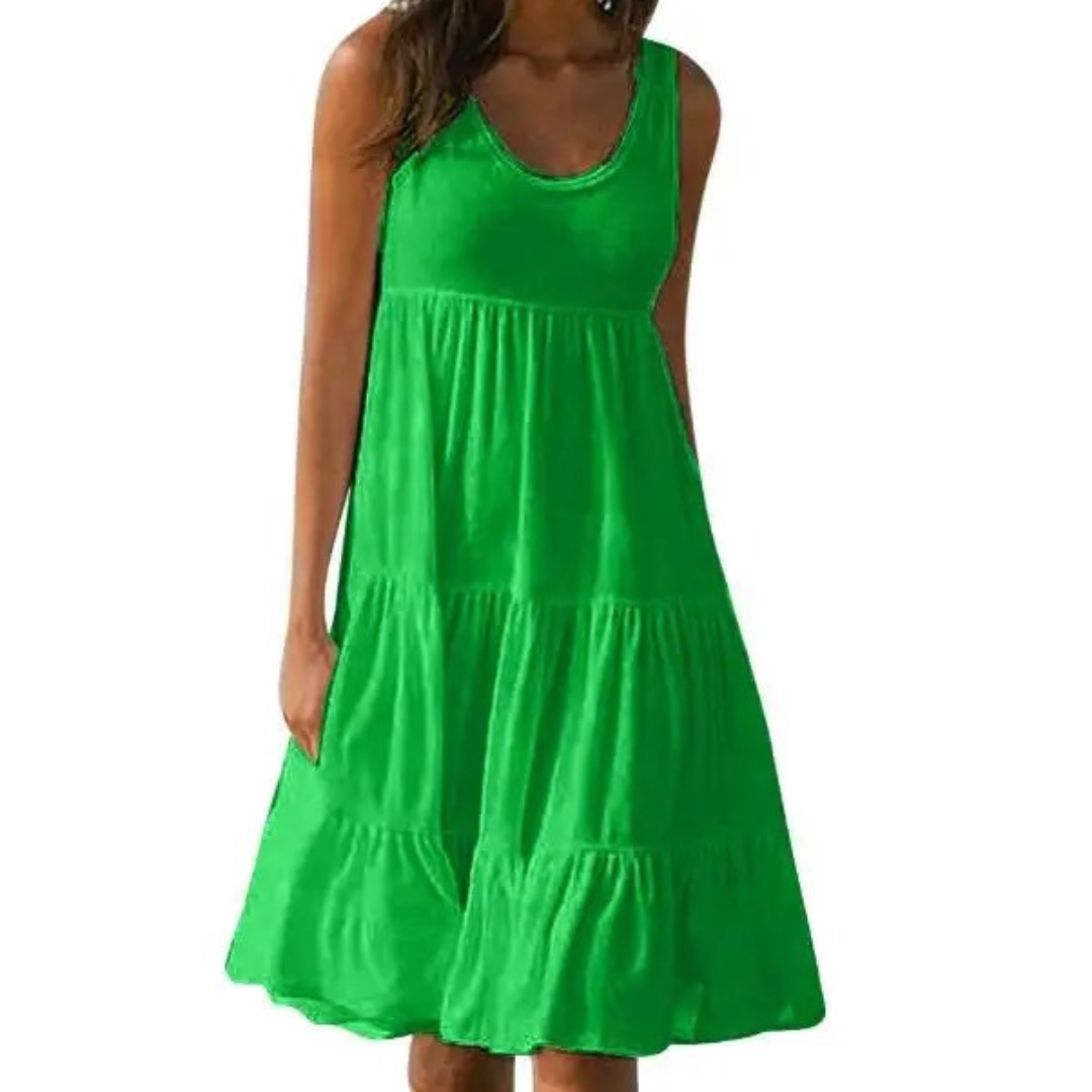 Victoria | Women's Sleeveless Tiered Ruffle Midi Sundress
