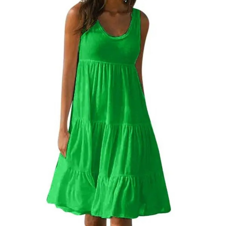 Victoria | Women's Sleeveless Tiered Ruffle Midi Sundress
