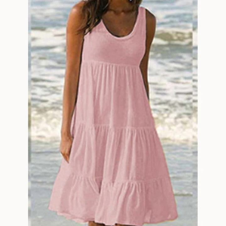 Victoria | Women's Sleeveless Tiered Ruffle Midi Sundress
