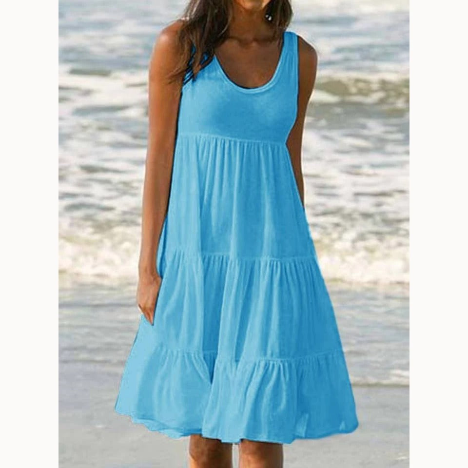 Victoria | Women's Sleeveless Tiered Ruffle Midi Sundress