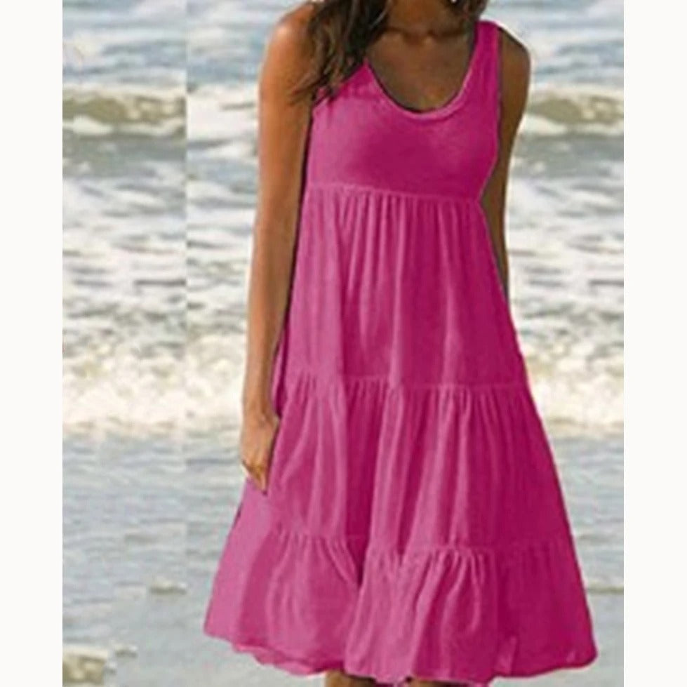 Victoria | Women's Sleeveless Tiered Ruffle Midi Sundress