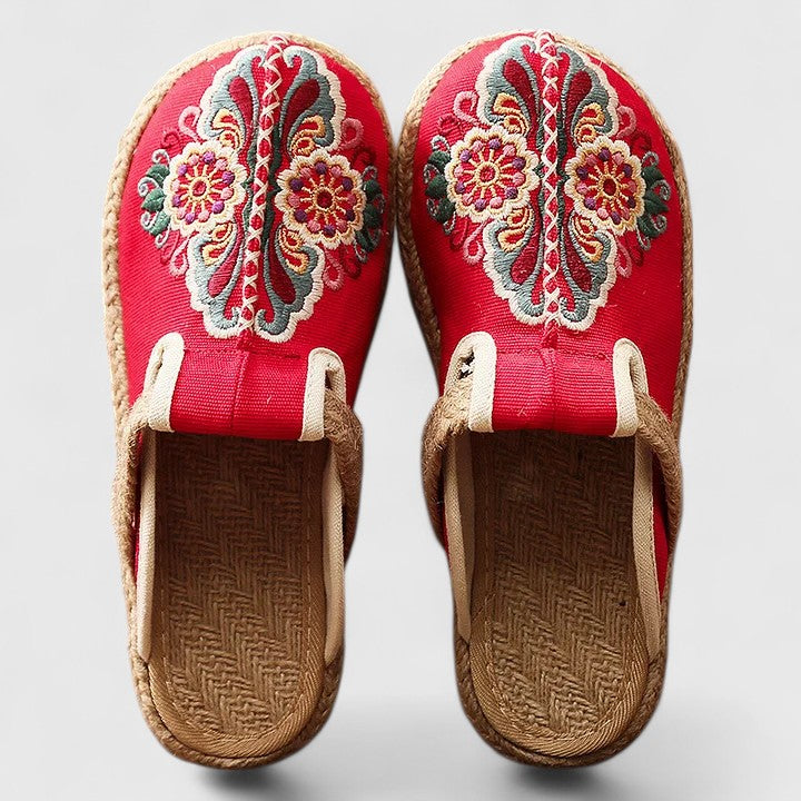 Vivian | Elegant Women's Floral Embroidered Mules