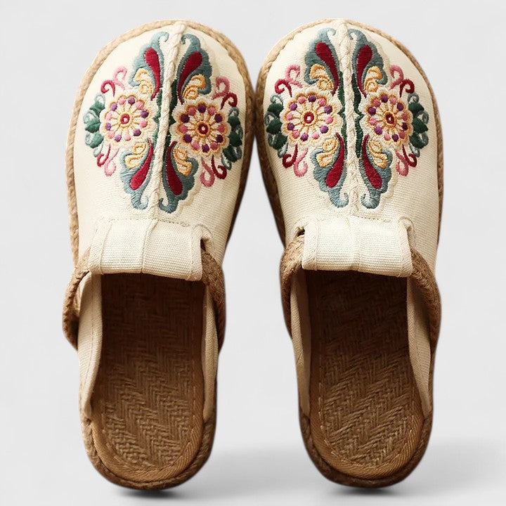 Vivian | Elegant Women's Floral Embroidered Mules