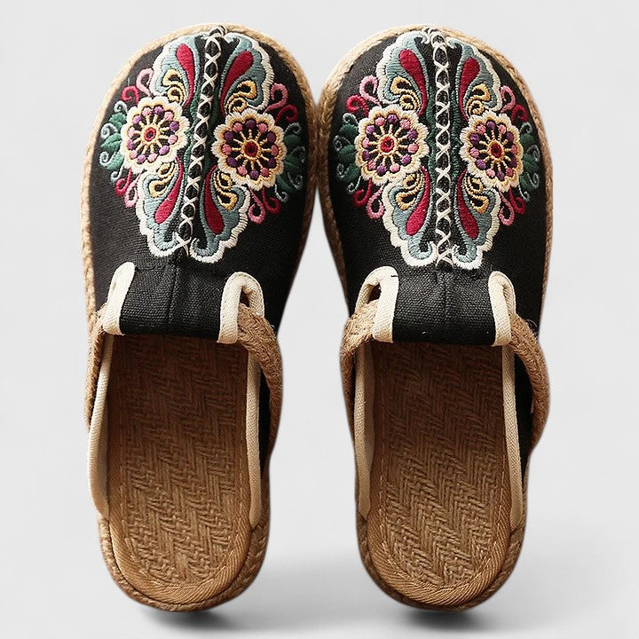 Vivian | Elegant Women's Floral Embroidered Mules