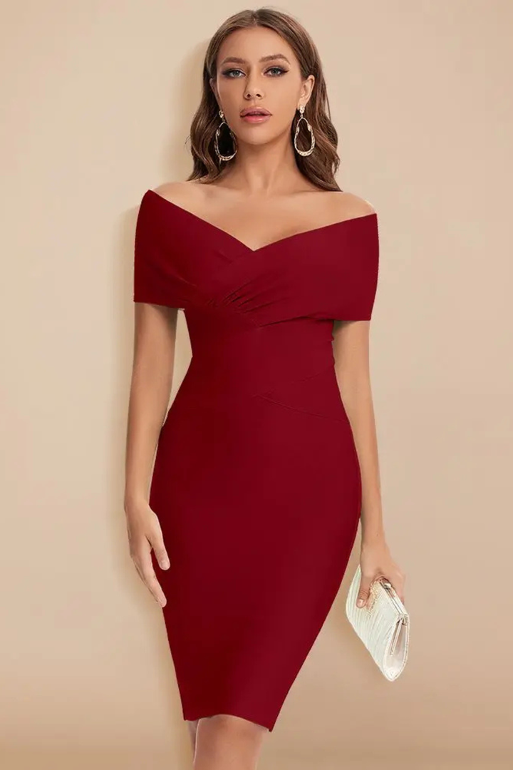 Viviana | Elegant Women's Off Shoulder Wedding Guest Dress