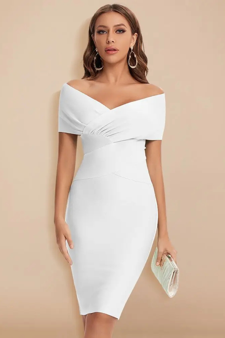 Viviana | Elegant Women's Off Shoulder Wedding Guest Dress