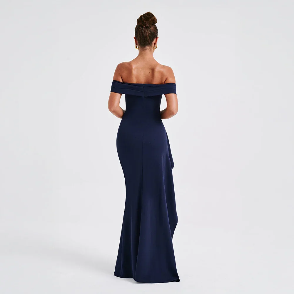 Vivienne | Women's Off Shoulder Ruched Maxi Dress High Slit