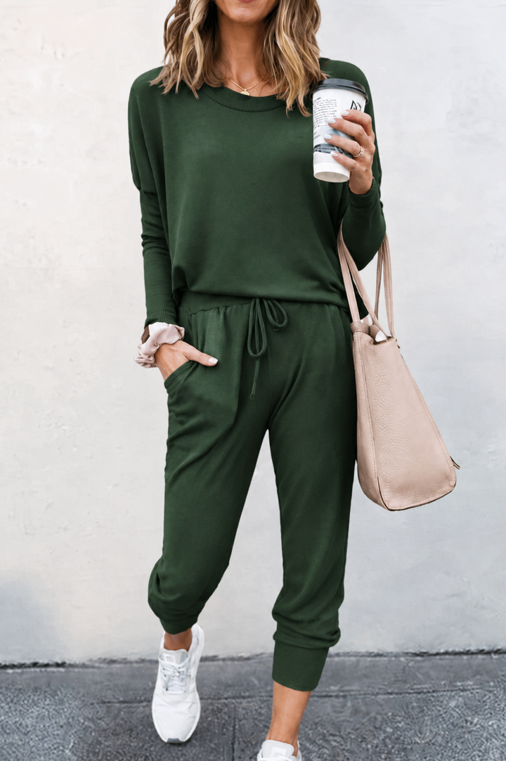 Willa | Women's Two Piece Lounge Set Off Shoulder Jogger Pants