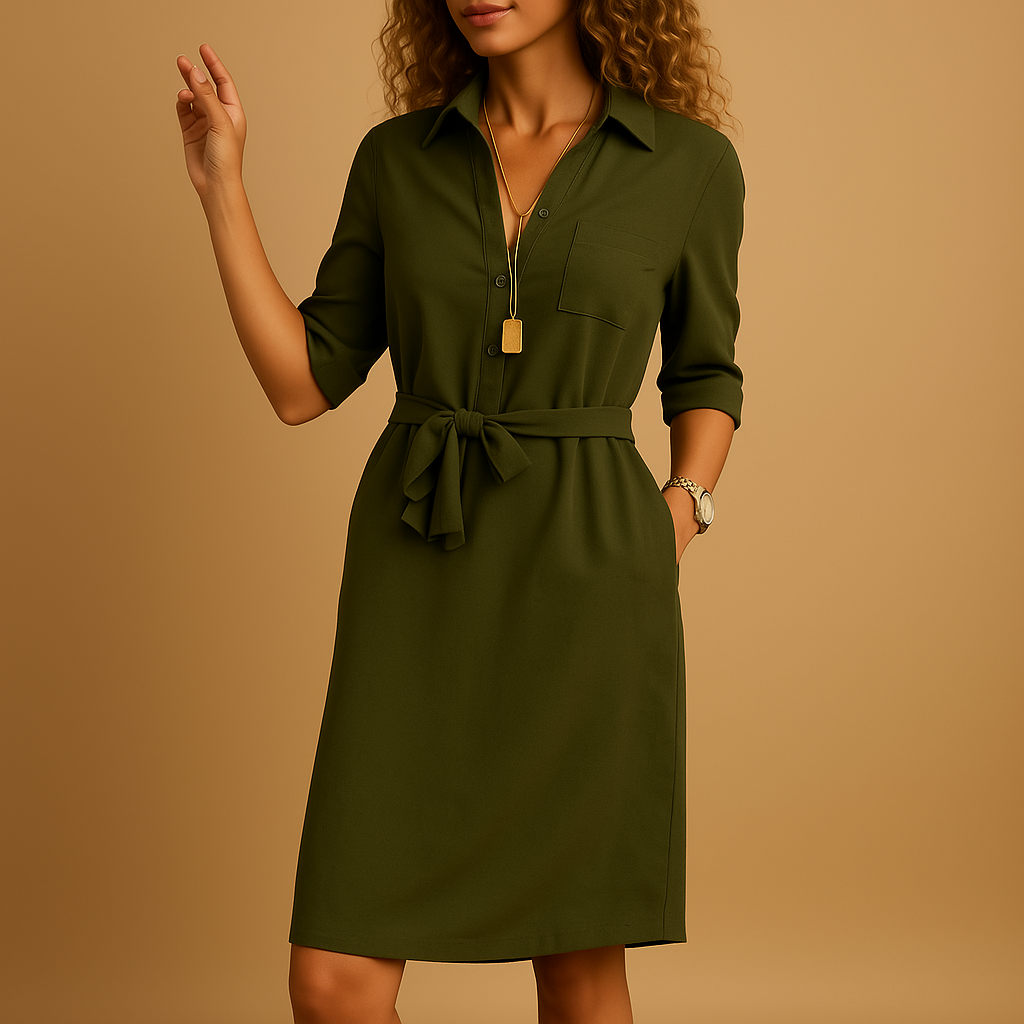Chloe  | Women’s Spring Belted Shirt Dress