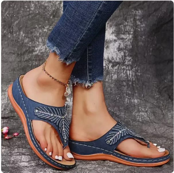Zara | Women's Summer Embellished Thong Flat Flip Flops