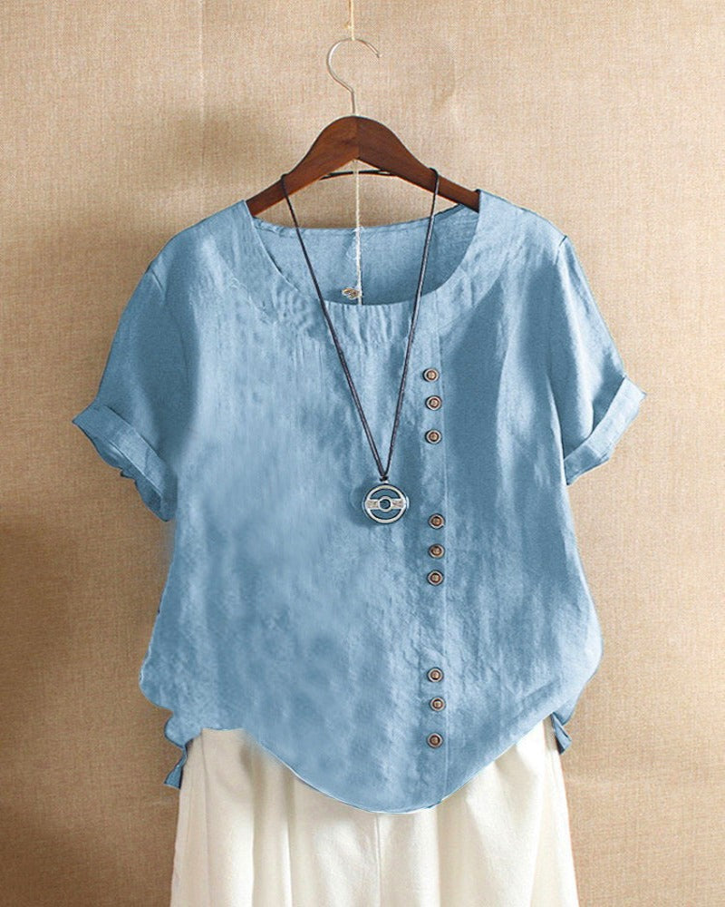 Beatrice | Women’s Summer Button Detail Casual Blouse