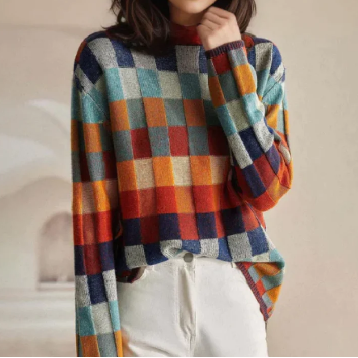 Deborah | Colorblock Check Sweater