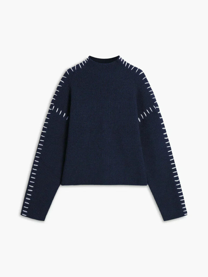 Noemi | Contrast-Stitch Knit Sweater