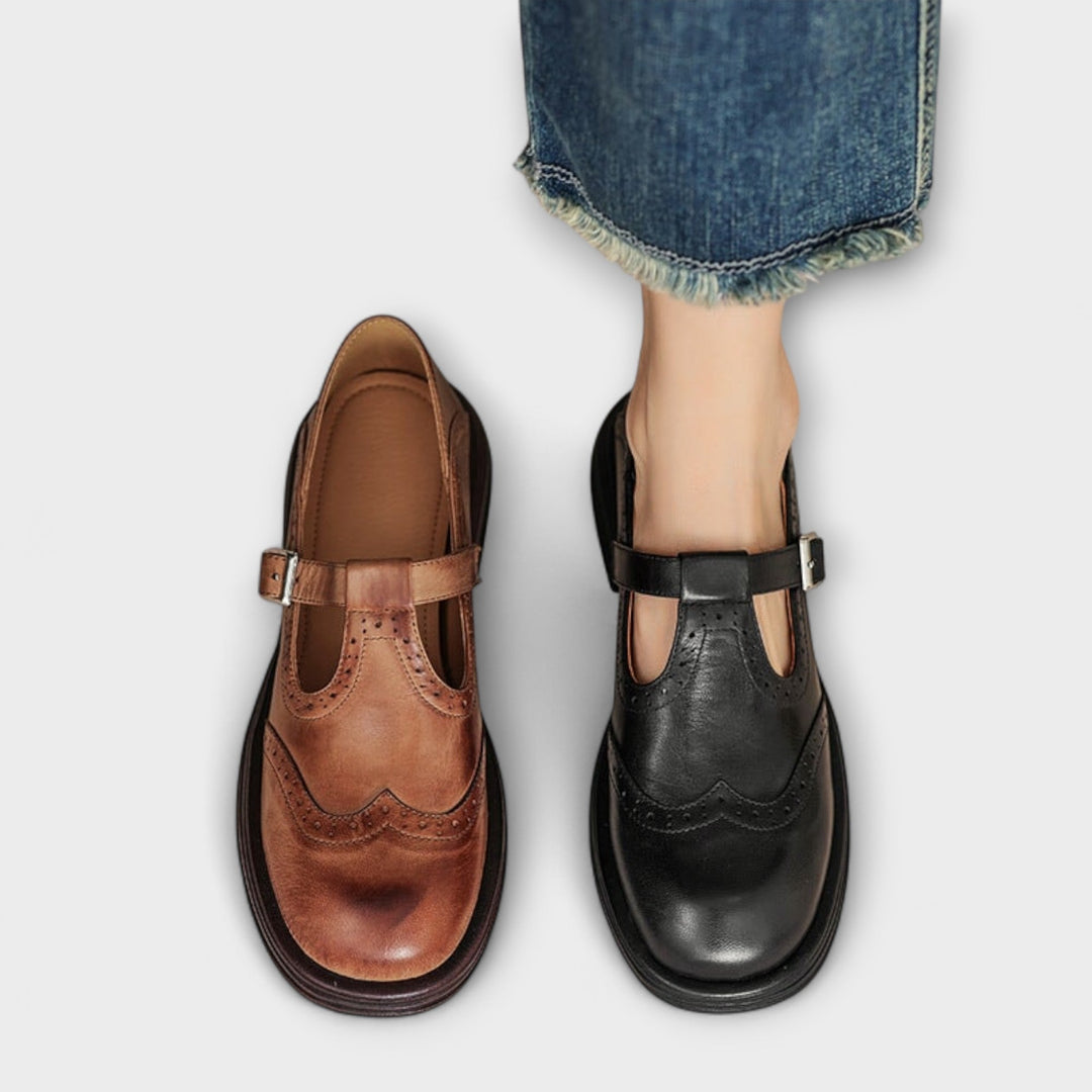 Mary | Classic T-strap leather shoes