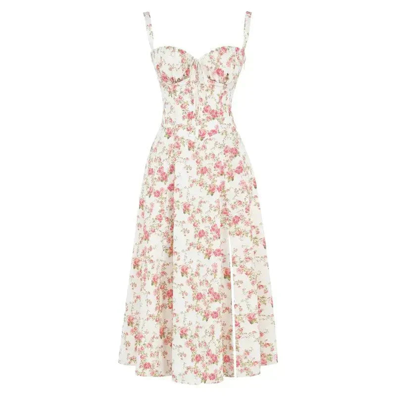 Bonnie | Floral Chic Corset Midi Dress